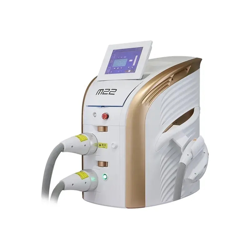 New Arrival M22 2 Handles Hair Tattoo Pain-free Removal Machine OPT IPL + Nd Yag Laser Skin Rejuvenation Beauty Treatment for Whole Body CE Instrument