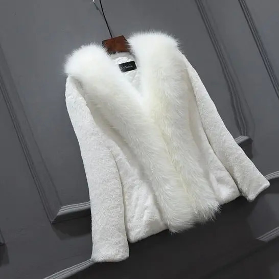 Elegant Faux Fur Coat Women Mink Warm Long Sleeve Female Outerwear Autumn Winter Jacket Hairy Overcoat 241121Z