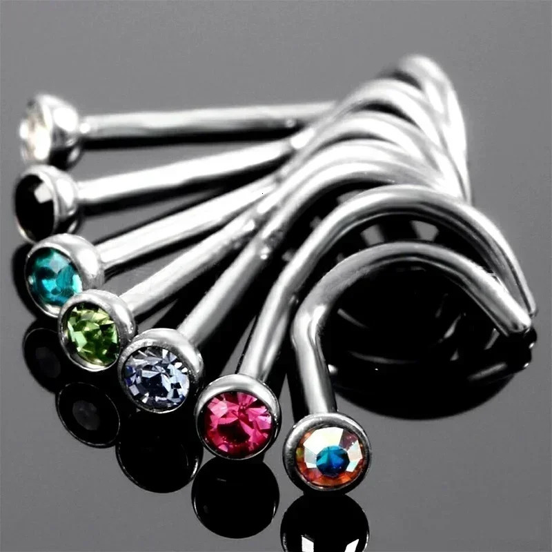 Delysia King 30pcsset Women Punk Crystal Anti Allergy Nose Stud Bend Steel Body Puncture Jewellery 241125