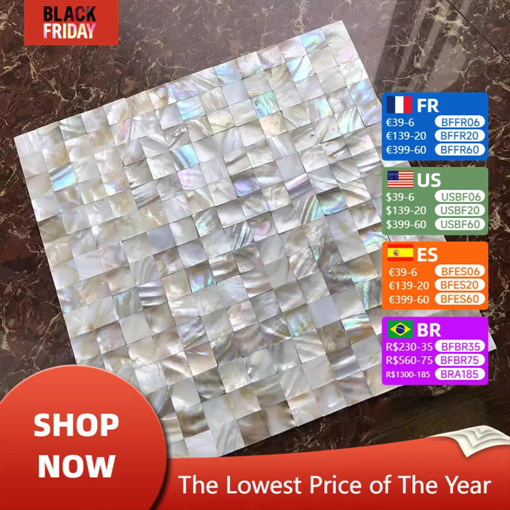 Peeled stick shell mosaic ceramic tile natural mother of pearl self-adhesive ceramic tile kitchen back wall bathroom decoration 1 sheet 241127