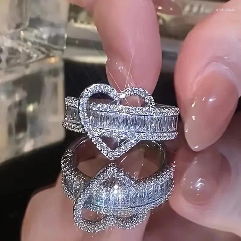 Wedding Rings CAOSHI Creative Irregular Heart Designed Women Sparkling Geometric Cubic Zirconia Engagement Jewelry Accessories