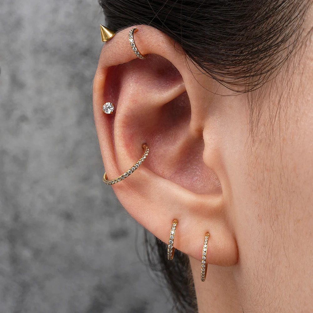 Right Grand G23 Side Prong Set Half Circle Cubic Zircon Nose Cilcker Conch Piercing 68101112mm Hoops 241125