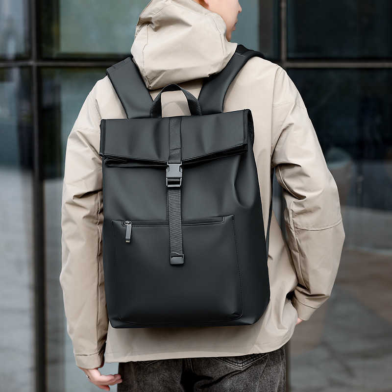 Waterproof backpack for business trips and commuting, 14 inch computer bag, trendy college student backpack, large capacity practical backpack