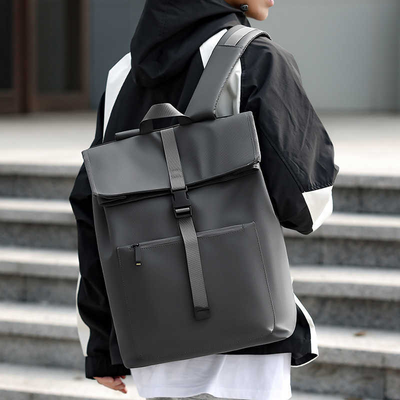 Waterproof backpack for business trips and commuting, 14 inch computer bag, trendy college student backpack, large capacity practical backpack