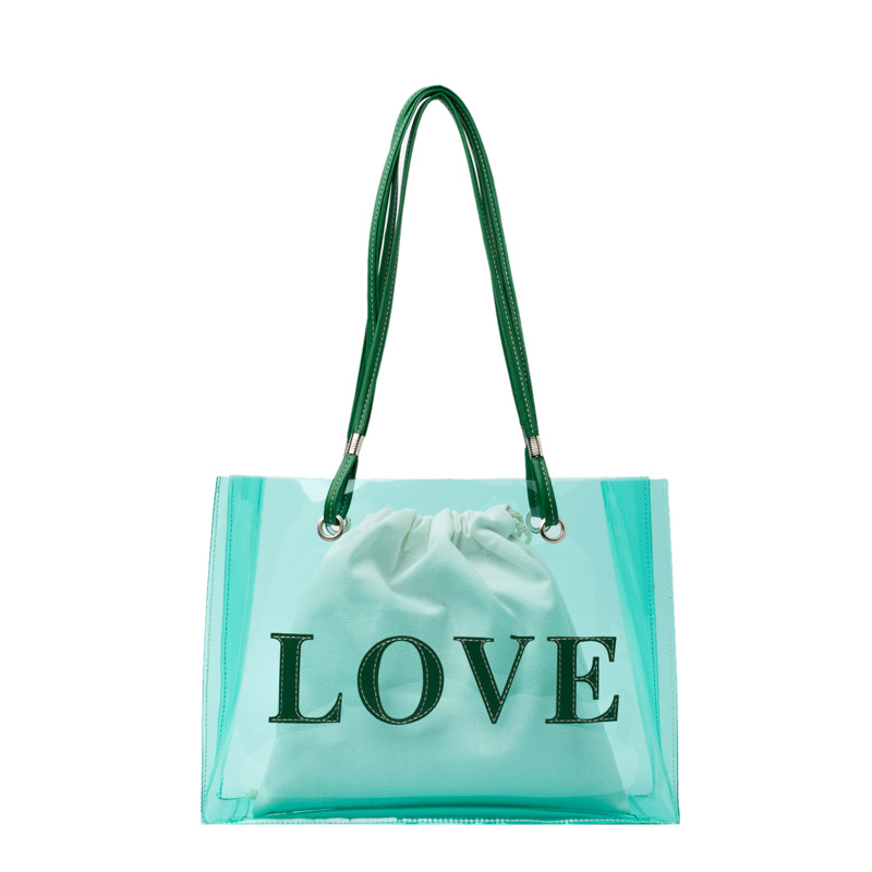 Shoulder Bags Transparent Jelly Bag Casual Totes Waterproof PVC Bag For Women 2024 Summer Beach Travel Handbag Large Capacity Clear Jelly