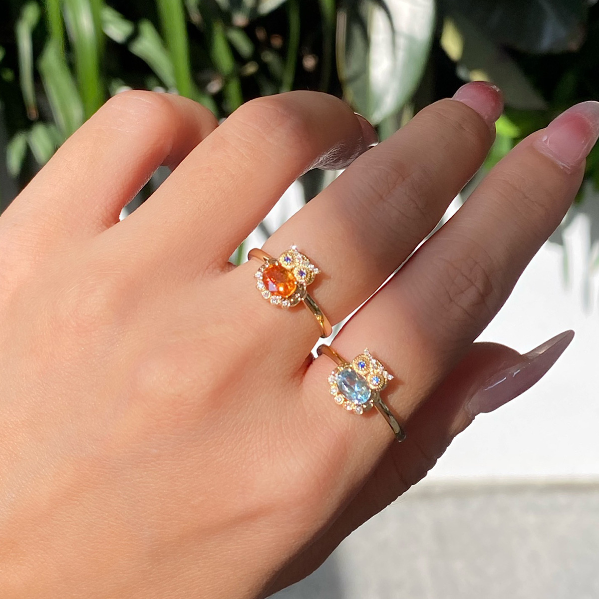 Free shipping S sterling sier cute owl designer ring for women girls gold lovely oval cz zircon sea blue crystal stone charms elegant rings jewelry Fr
