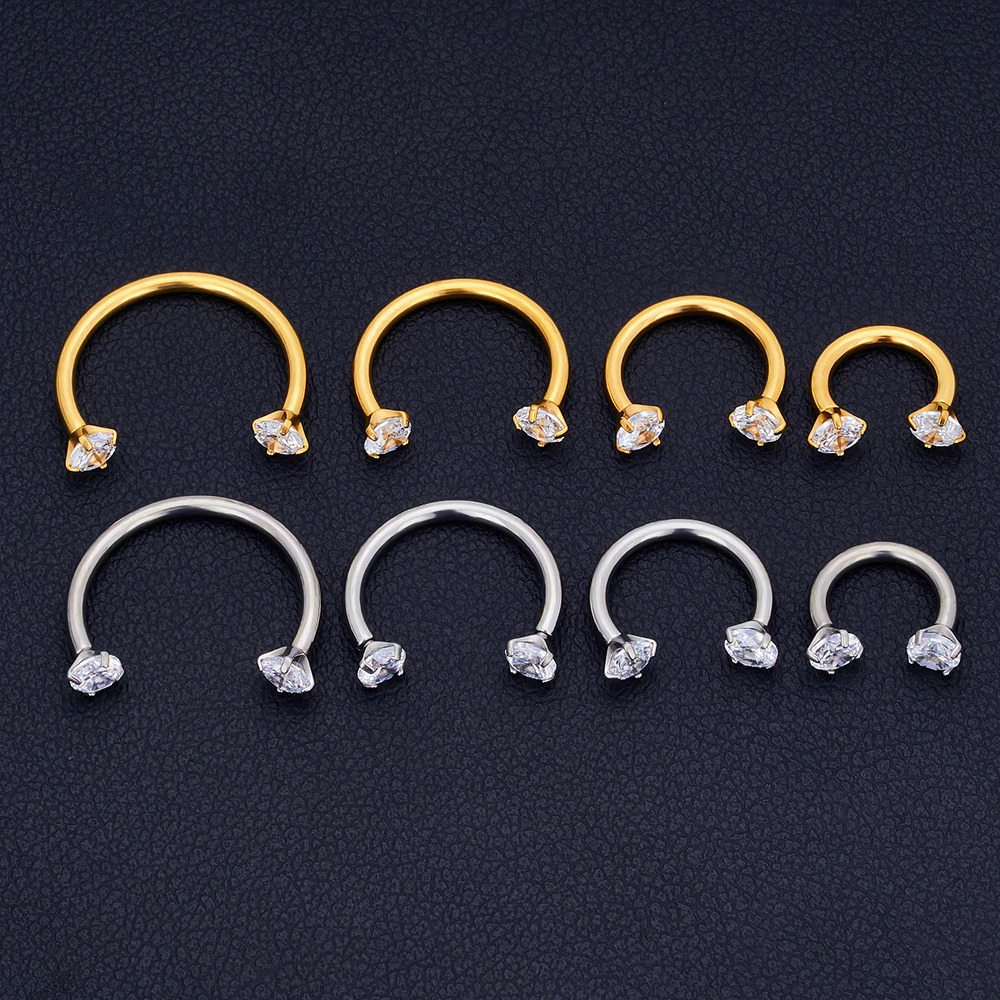 5Pcs G23 16G CZ Tragus Eyebrow Piercing Body Jewelry Labret Lip Ring Stud Earrings Septum Nose Rings Internal Thread 241125