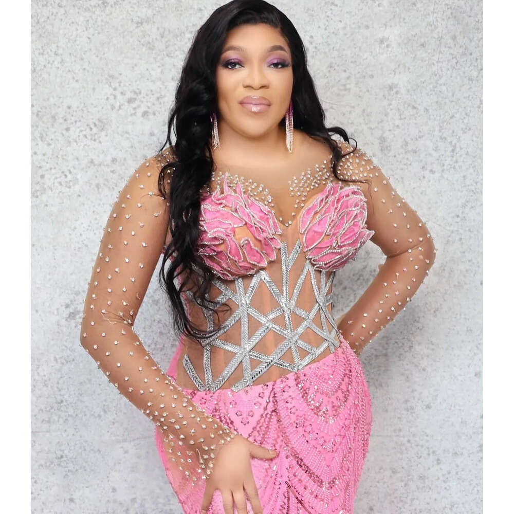 Ebi Rals Aso Pink Mermaid Prom Dresses Crystals Sequined Evening Formal Party Second Reception Birthday Engagement Gowns Dress Robe De Soiree Zj 0218