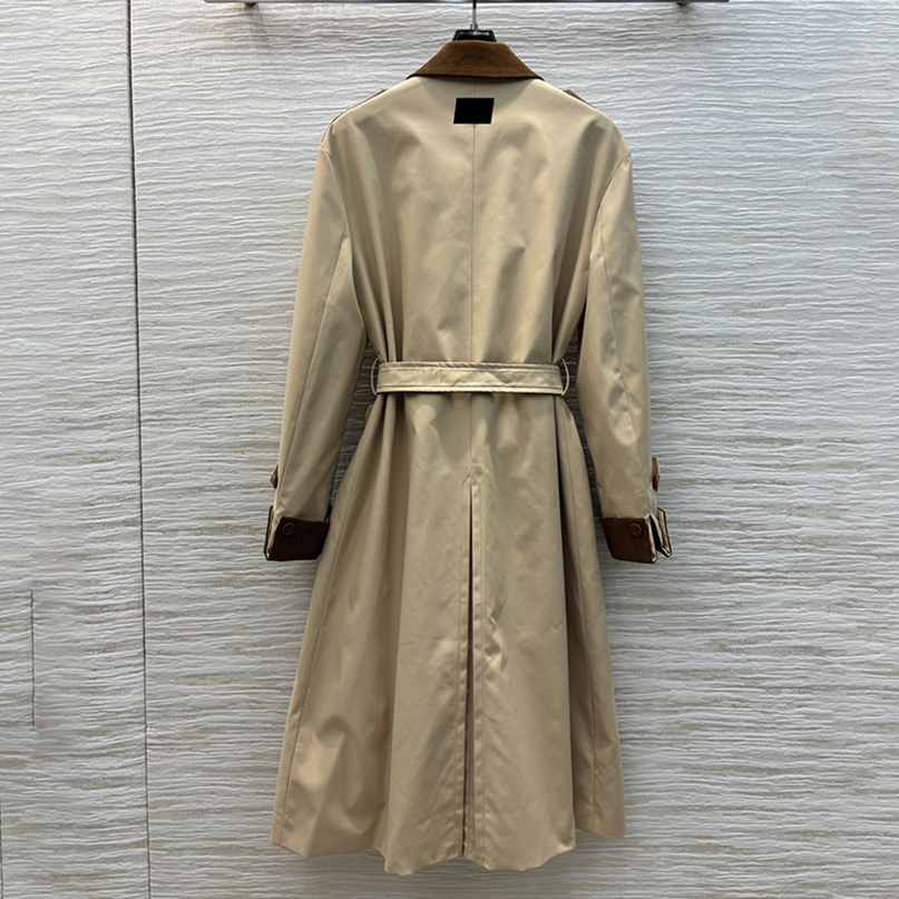 Women Trench Coats With Belt Vintage Lapel Neck Long Jacket Double Breasted Windbreaker Slim Outerwear