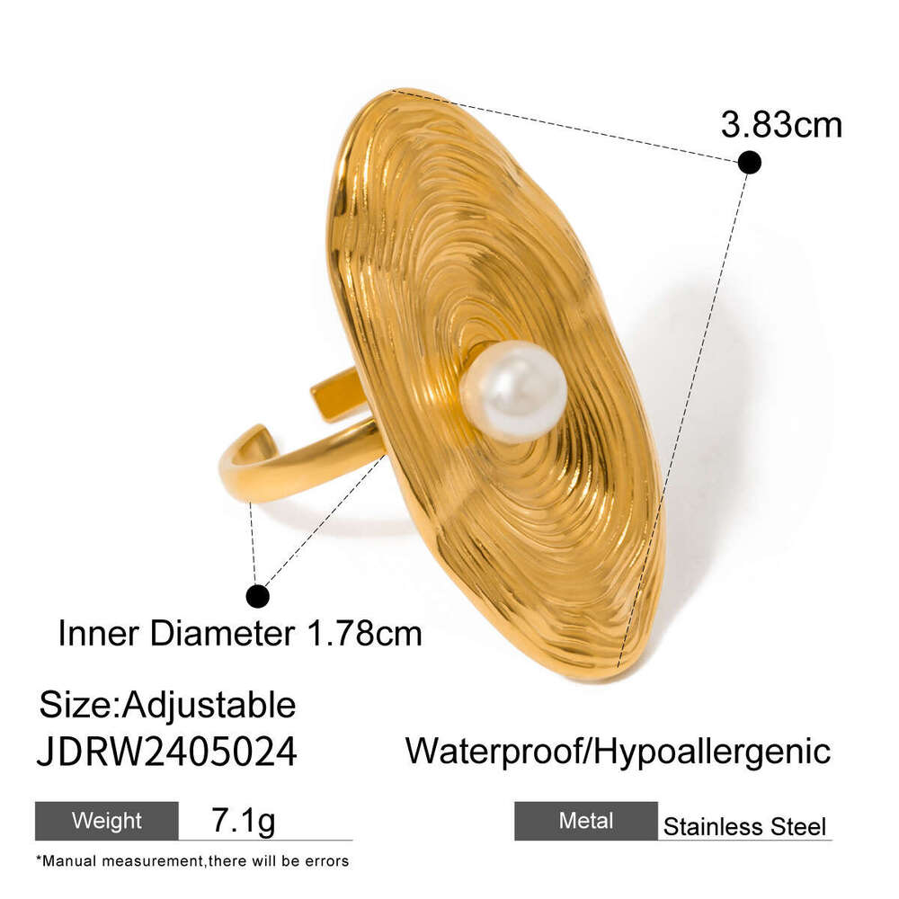 Jieding Stainless Flower Pearl Exaggerated Luxury Ins Ring Titanium Steel Rings Jewelry