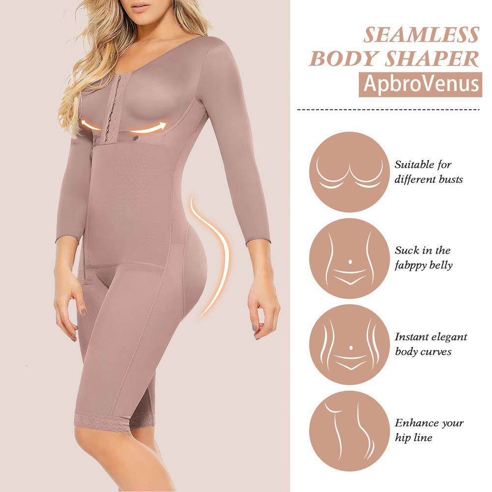 Fas Girdles Colombian Shaper Full Body Shapewear Post Surgery Postpartum Corset Long Sleeve Abdomen Control Women Bodysuit