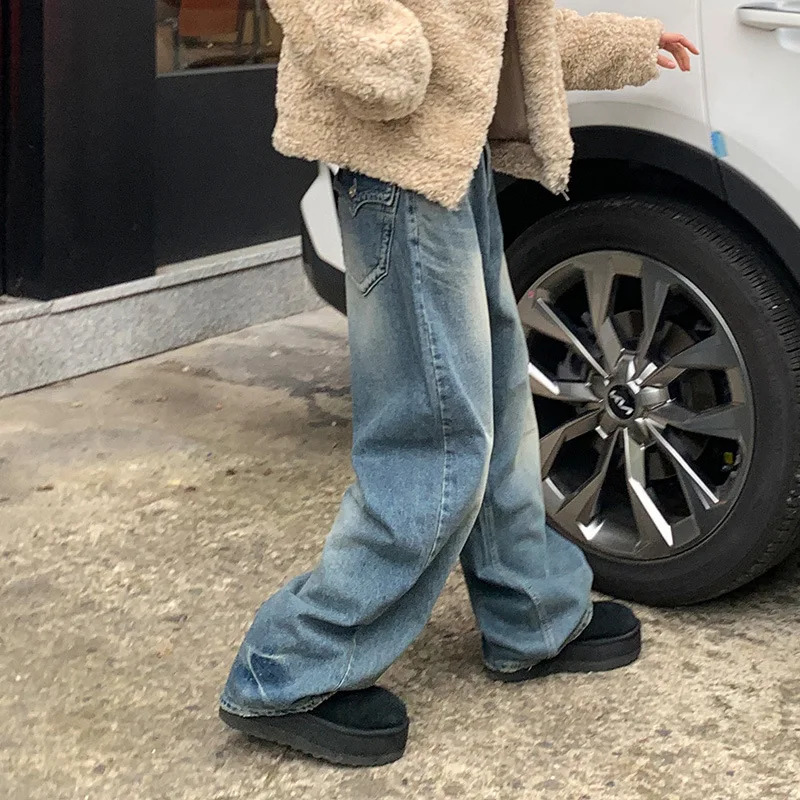 American Street Spice features baggy pocket version Basic jeans lowrise wash straight casual pants 241121