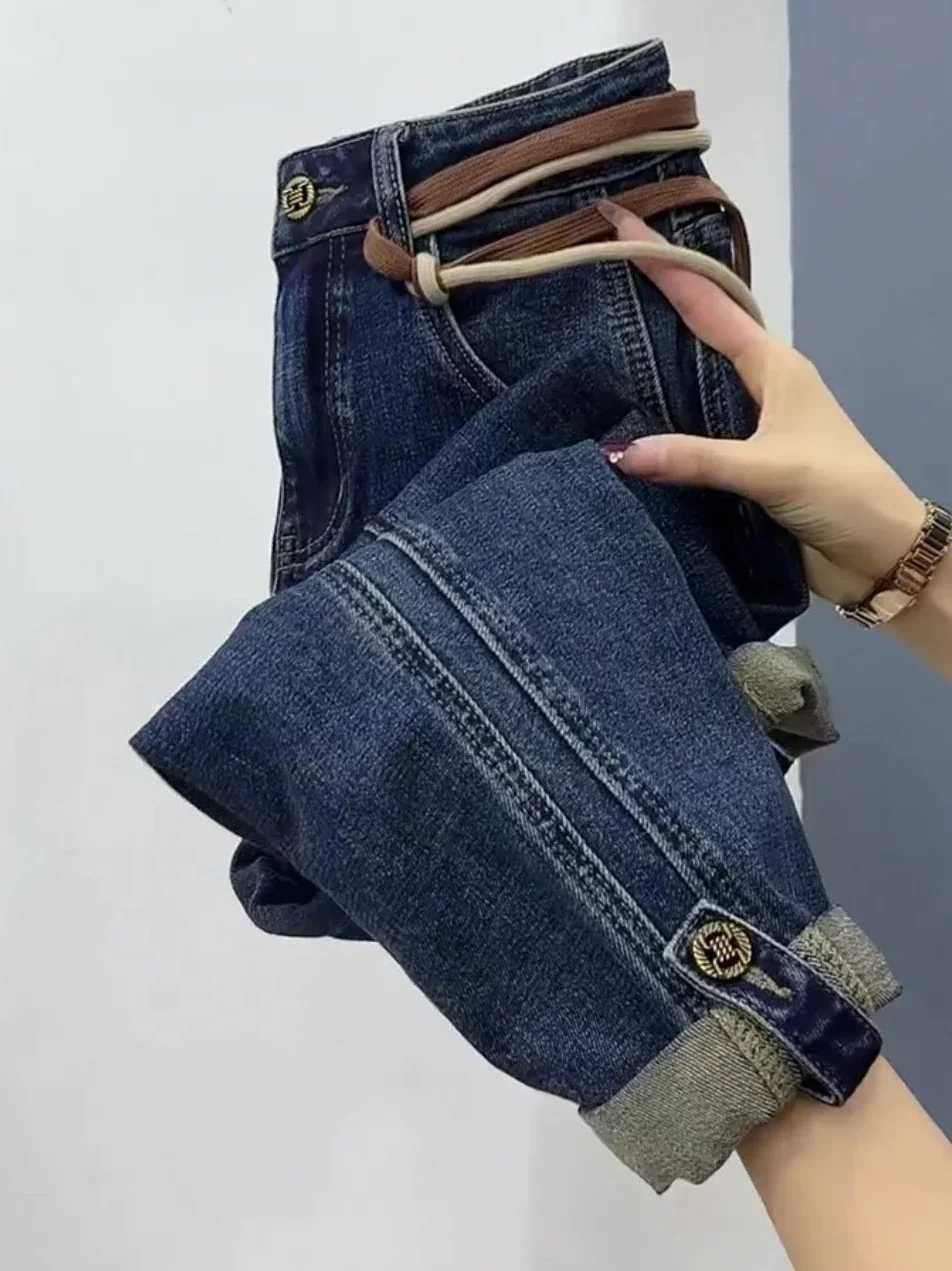 Women's Jeans Y2k jeans pear shaped plus size womens jeans bagged rabbit pants 2023 new high waisted elastic weight loss pants De Mujer H241130