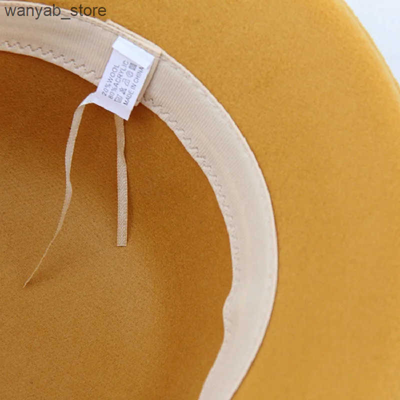 Wide Brim Hats Bucket Hats 2021 Women Warm Wool Felt Flowers Hat Ladies Wide Brim Hat Autumn Winter Noble Elegant Girls Fashion Party Cap Decoration L