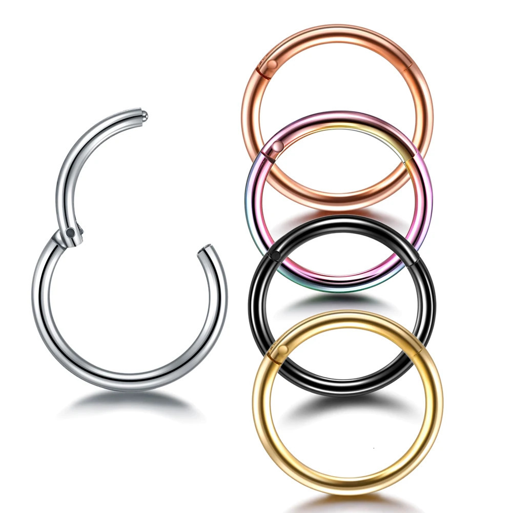 1PC 12G20G Septum Piercing Steel Clicker Hinged Segment Ring Goth Nose Hoop Earrings Lip Ear Cartilage Helix Piercings 241125