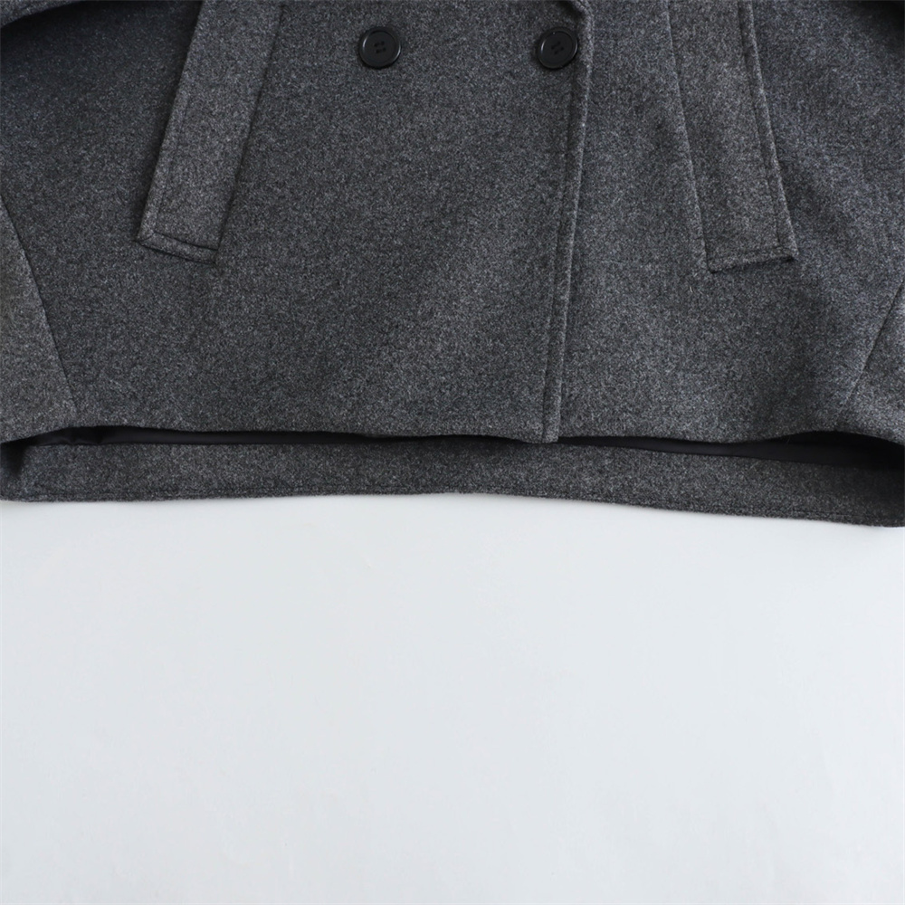 Women's Fashion New Blended Loose Coat Hepburn style gray coat for women