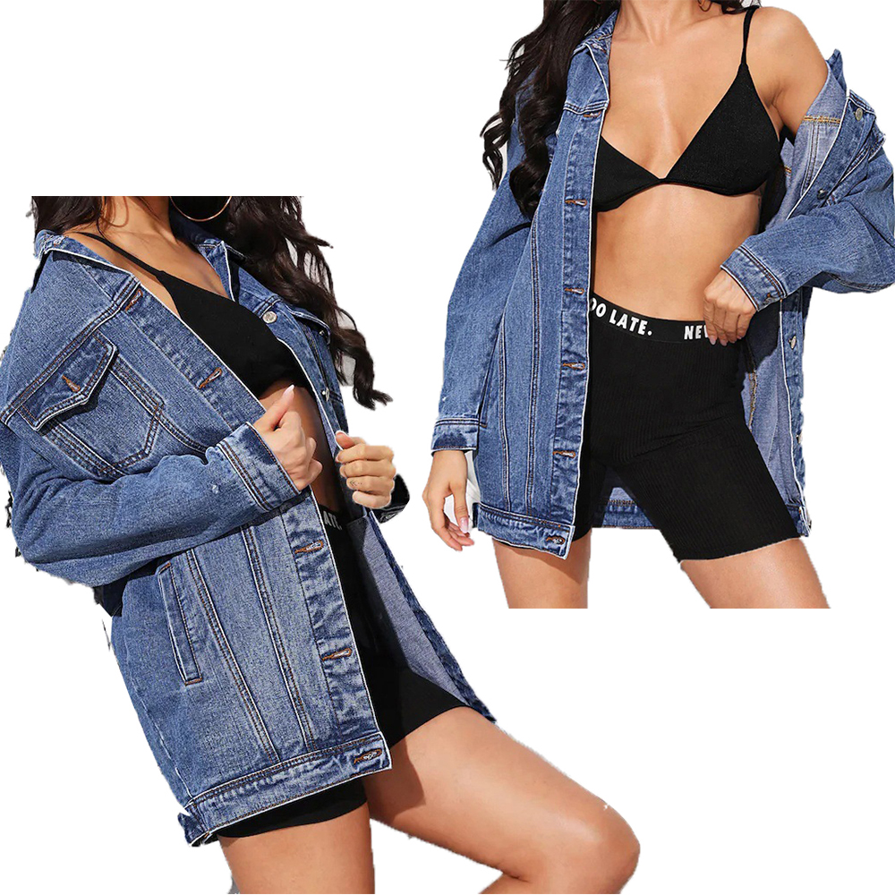 jackets womens designer denim jacket woman coat Cowboy Lapel Neck Long Sleeve Regular Button Cotton Denim Blue S 2XL coats designer women coatwomen Ve