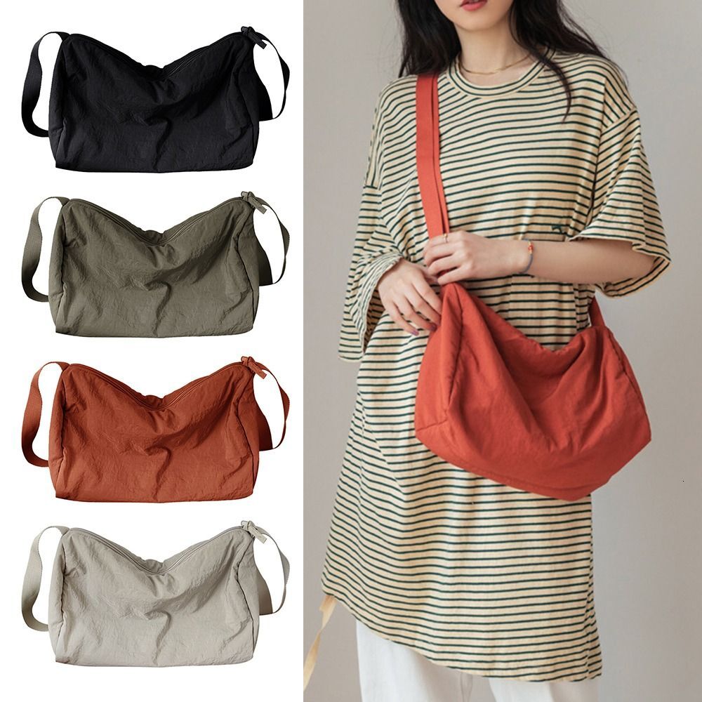 Female Multi-Purpose Messenger Student Leisure Crossbody Canvas Shoulder Soft Nylon Large Capacity Cloth Bag