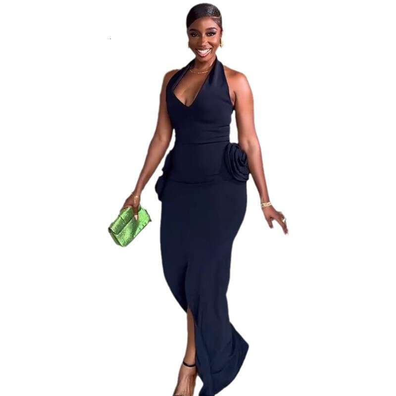 European And American Elegant Three-Dimensional Ral Fork Toast Dresses, Long Dresses For Women