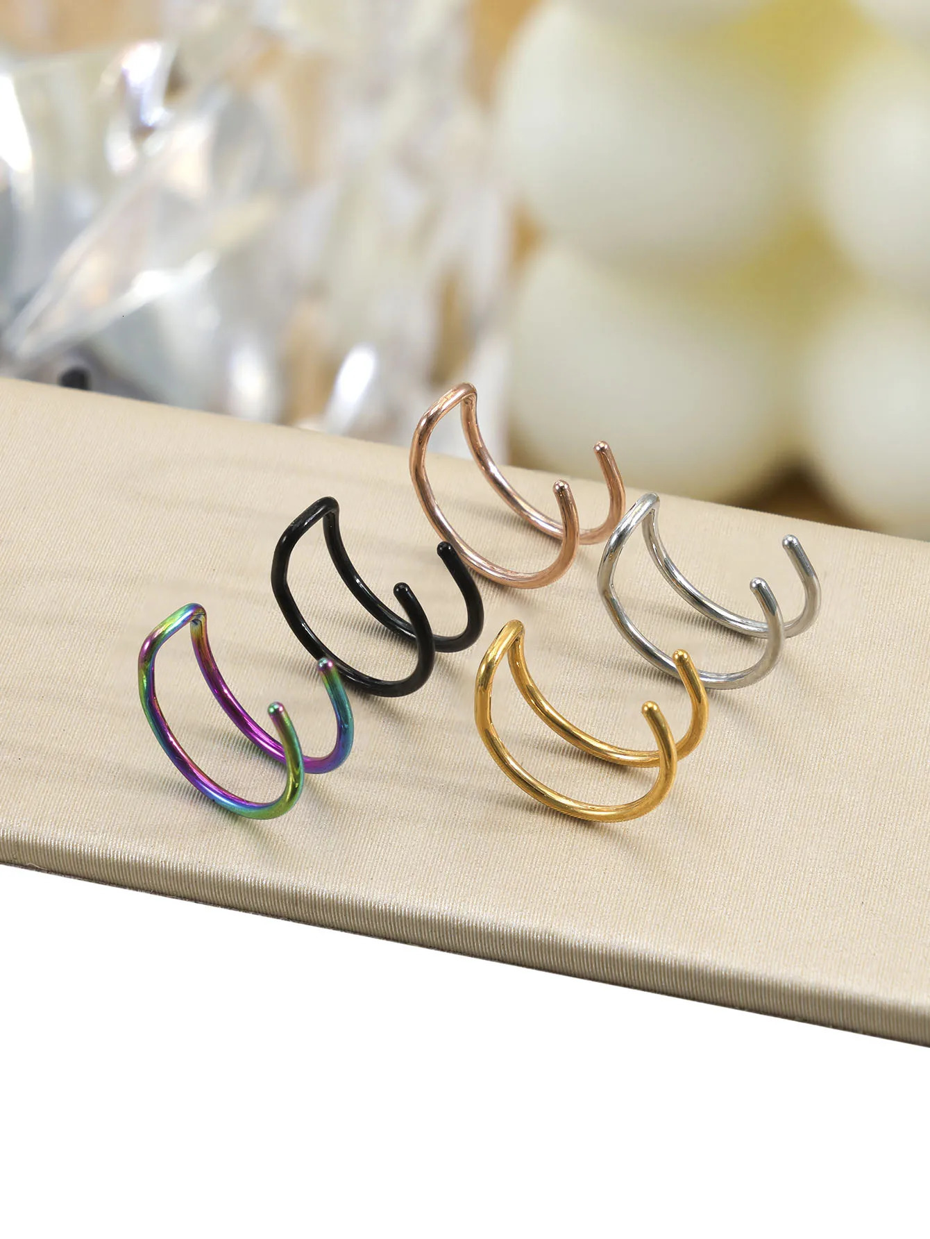5Pcs Piercing Clip Nose Ring Cuff Body Jewelry Trend Ear Cuffs Rings For Women Girl Gift Nariz 241125