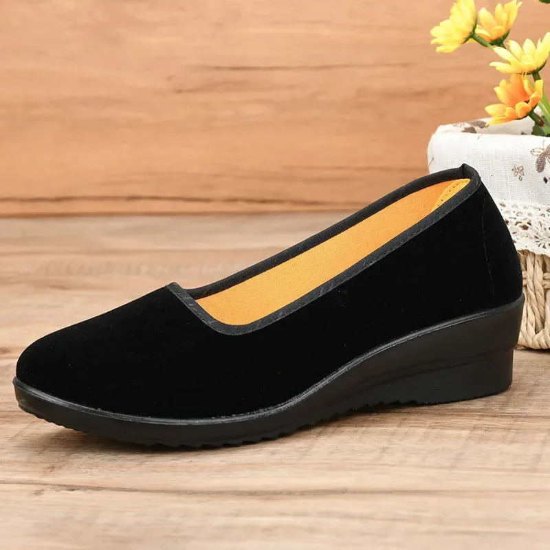 Lady Fashion Sweet Light Weight Black Flock High Quality Loafer Casual Comfort el Work Office Flat Shoes Zapatos A94 241126