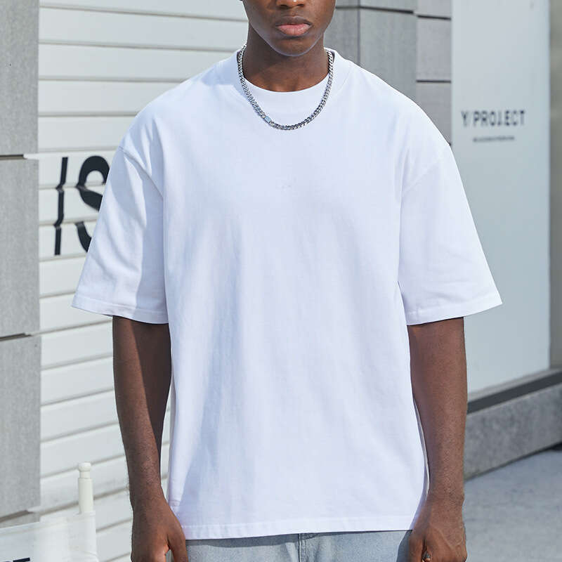 Clothing All Trendy Brand Pure Cotton Loose Shoulder Short Sleeved Men's T-Shirt