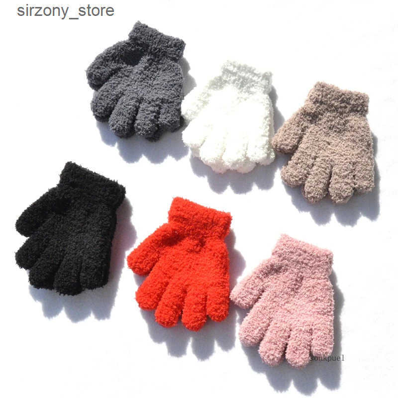 Mittens Warmom Coral Fleece Thicken Kids Gloves Winter Keep Warm Children Baby Plush Furry Full Finger Mittens Soft Gloves For 0-4 Years J241130