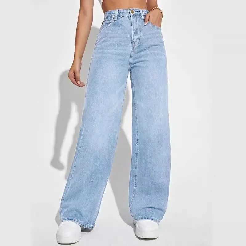 Women's Jeans Womens jeans denim Y2k pants wide leg pants high waisted loose casual mom straight trio elegant splicing autumn and winter H241130