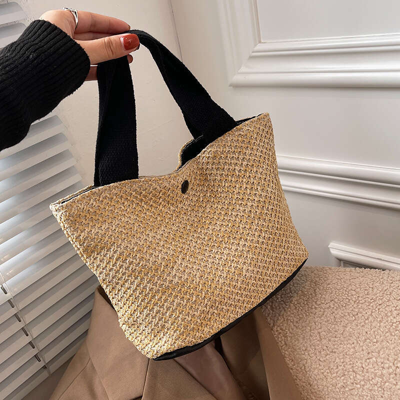 Summer Rattan Woven Bucket New Vacation Beach For Women, Ins Single Shoulder Tote Bag