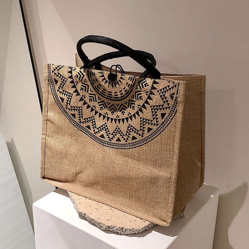 Large Capacity En Handbag For Women, Retro Fashionable, Made Of Jute Cloth, One Shoulder Tote Versatile, Mommy Bag, Fashionable And Classic In Quality