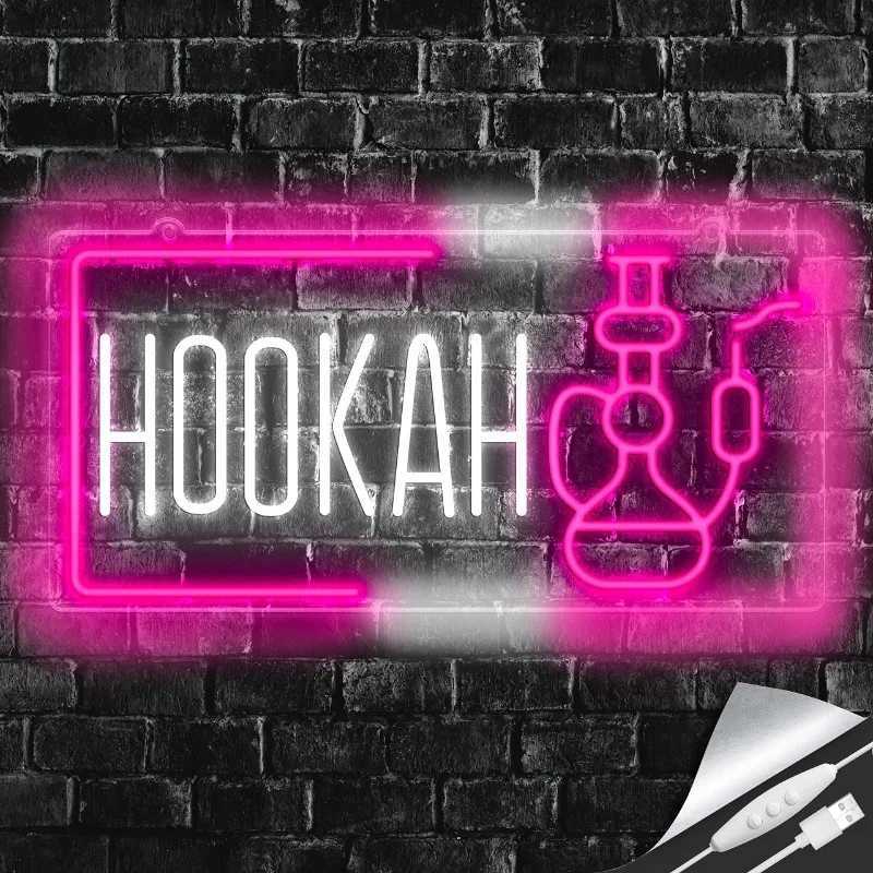 Hookah Neon Sign LED Hookah Smoke Shop Hookah Wall Decor for Man Cave Bar Smoke Louge Business Open Light Party Decoration Z241130