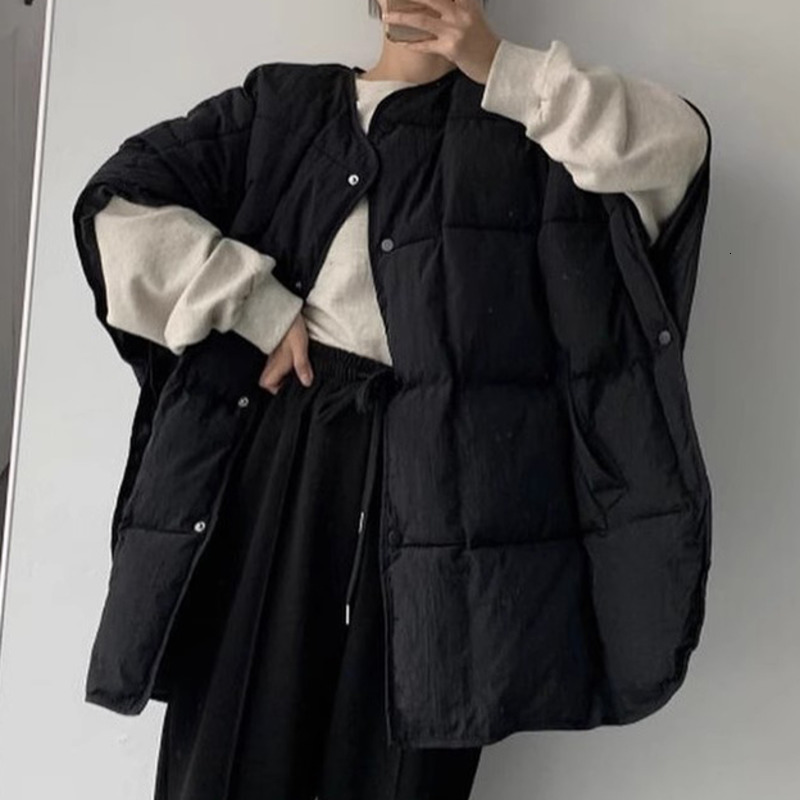 Sleeveless O-Neck Loose All-Match Single Breasted Cotton Waistcoats Thick And Warm Women Winter Vest 2024 Autumn 16O2616