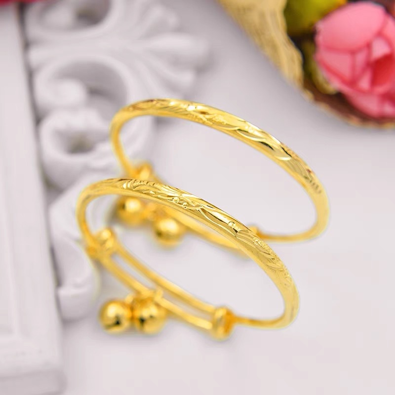 Fashion 18K Yellow Gold Color Lovely Children Kid Boy Girl Infant Baby Bangle Bracelet Gift Lucky Newest Bangle For Child