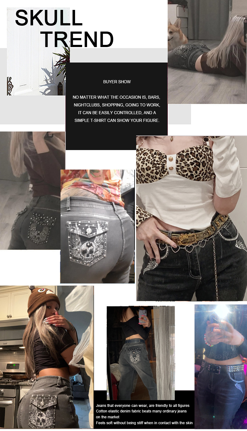 High Waist Women Fashion Sexy Straight Plus Size Comfortable Jeans Vintage Washable Black Denim Pants Elastic