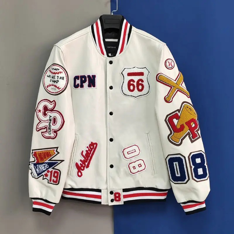 Street Letter Flocking Embroidered Jacket And Coat Men Y2K Harajuku Hip Hop Spliced Motorcycle Baseball Uniform 240415
