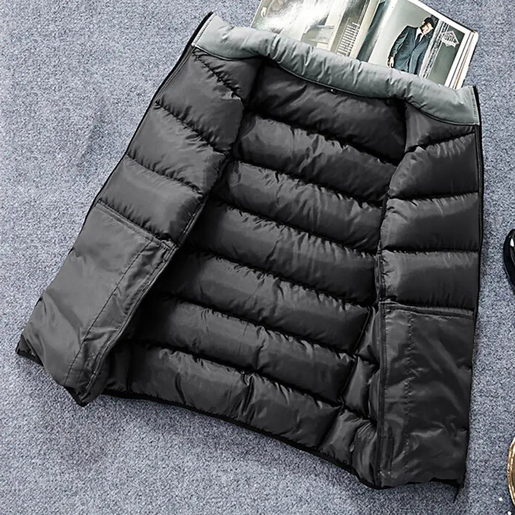 Men Vest Coat Winter Sleeveless Padded Waistcoat Stand Collar Heat Retention Thermal Warm Casual Zipper 241129