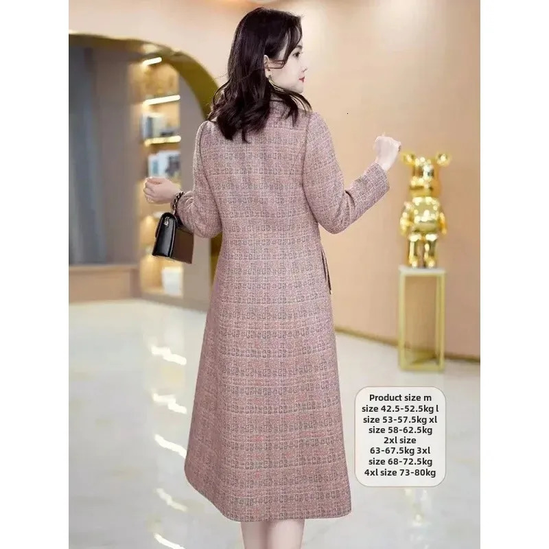 Elegant Slimming MiddleLength Woolen Jacket For Women Arrival 2024 AutumnWinter Fashionable Stylish AgeReducing Overcoat 241129