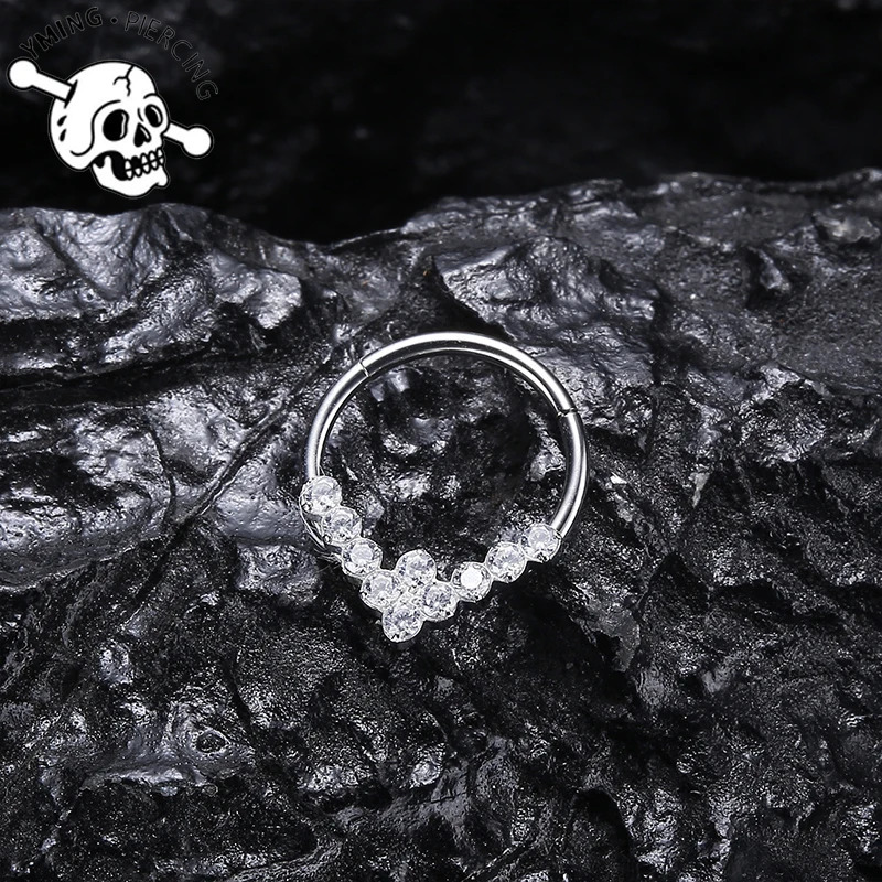 G23 Septum Nose Ring Piercing Body Jewelry 16G Moon Segment Snake Clicker Helix Ear Cartilage Heart Daith Hoop 241125