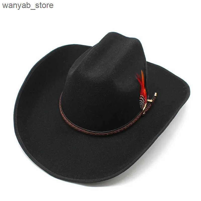 Wide Brim Hats Bucket Hats New Fashion Woolen Men Women Feather Fedora Hat Winter Autumn Church Panama Wide Brim Vintage Fascinator Jazz Caps Plage L2