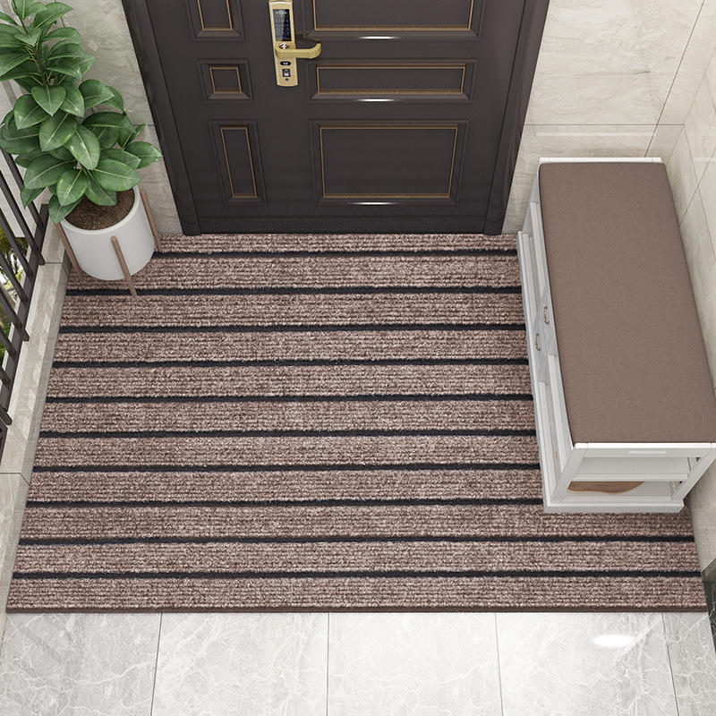 Cross Border Modern Minimalist Polyester Carpet Door Mat, Solid Color Striped Entrance Door Mat, Household Entrance Mat, Can Be Cut