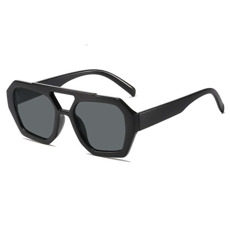 Shuangliang Street photo sunglasses, American high-end sense, Instagram style, men's and women's trendy concave shape, round face sunglasses