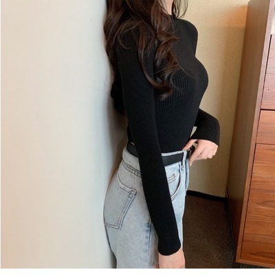 New autumn and winter styles, Korean semi high neck women's multifunctional designer long sleeved wool knitted shirt, winter sweater