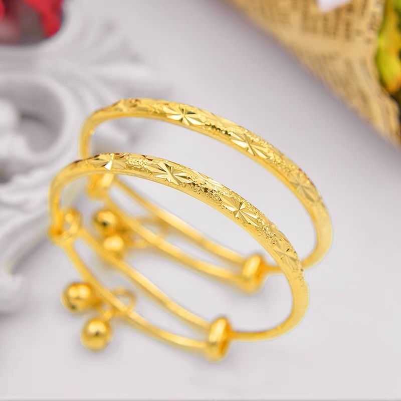 Fashion 18K Yellow Gold Color Lovely Children Kid Boy Girl Infant Baby Bangle Bracelet Gift Lucky Newest Bangle For Child