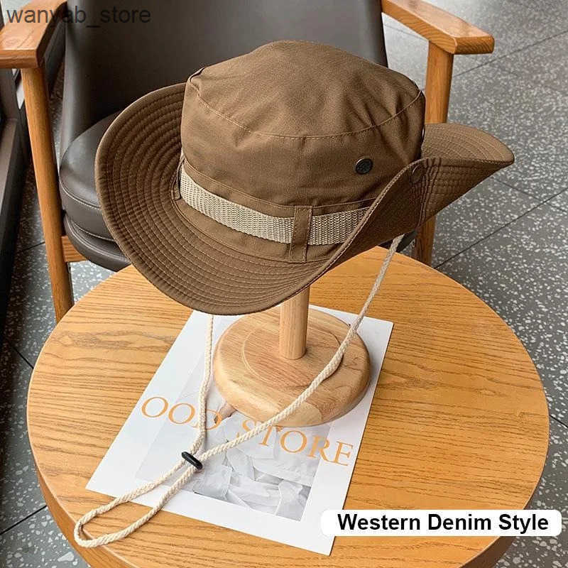 Wide Brim Hats Bucket Hats Sun Hats for Men Outdoor Fishing Cap Wide Brim Anti-UV Protection Women Bucket Hat Summer Hiking Fisherman Caps L240910