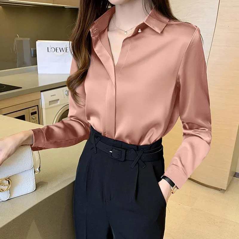 Woman Spring Autumn Style Blouses Shirts Lady Casual Long Sleeve Turndown Collar Blusas Tops DF48 241121