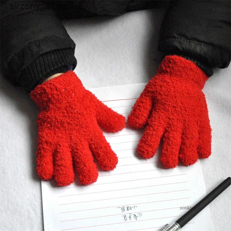 Mittens Warmom Coral Fleece Thicken Kids Gloves Winter Keep Warm Children Baby Plush Furry Full Finger Mittens Soft Gloves For 0-4 Years J241130