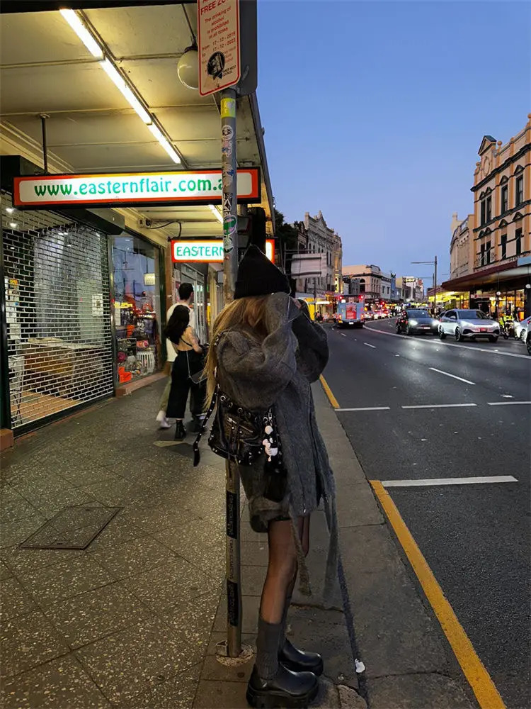 Korean Fashion Spicy Girl Style Highend Woolen Coat Women Clothing Winter Clothes Temperament Mid Length Gray Suit 241129