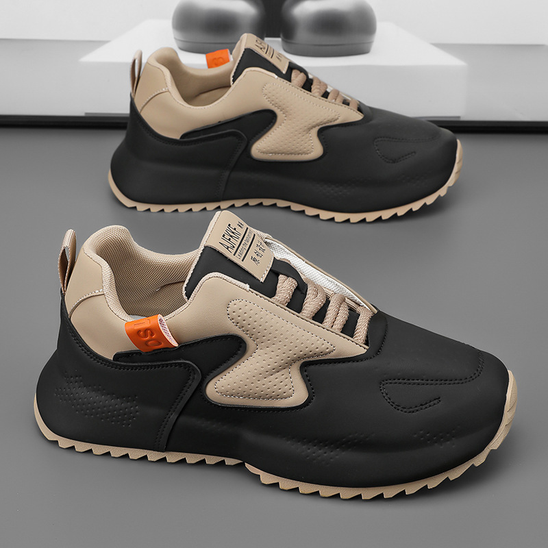 Cross-border explosive big size leather casual sports dad men's Korean version of the trend running shoes