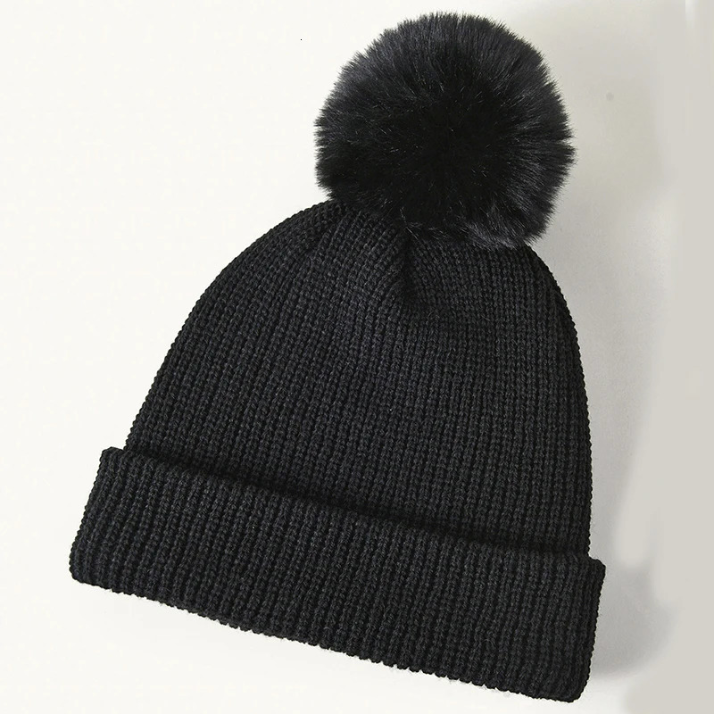 Fashion Womens Winter Pompon Knitted Caps Outdoor Unisex Warm Elastic Skullies Beanies Hat Casual Ski Skull 241125