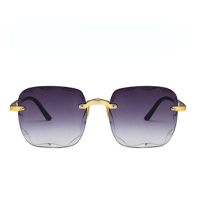 Square rimless ins trimmed large frame Sunglasses classic sunglasses trendy women